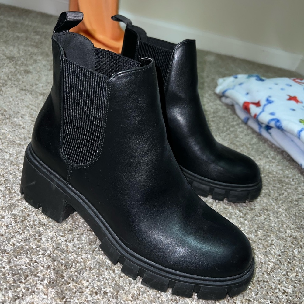 Black combat boots